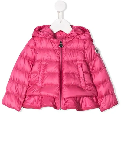 Moncler Babies' Ruffled Hem Padded Jacket In Pink