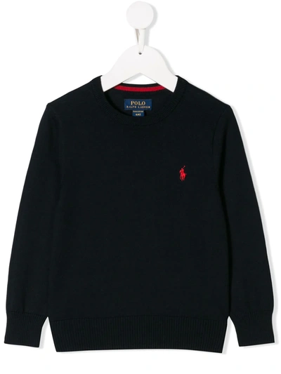 Polo Ralph Lauren Kids' Embroidered Logo Jumper In Blue