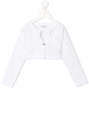 Monnalisa Kids' Embellished Logo Cropped Cardigan In White