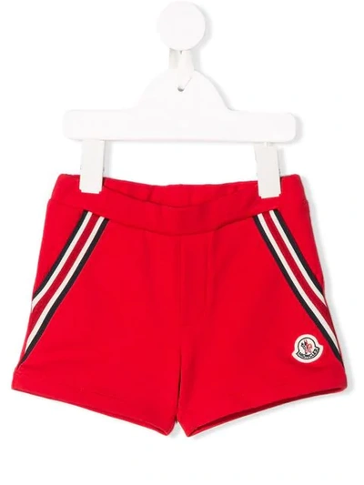 Moncler Babies' Logo Striped Shorts In Rosso