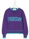 Alberta Ferretti Kids' Purple Sweater For Girl With Light Blue Writing