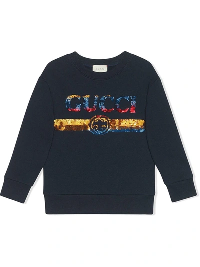 Gucci Kids' Children's亮片logo套头衫 In Blue