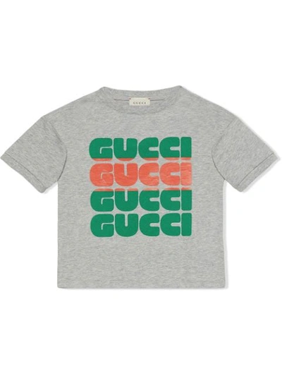 Gucci Kids' Children's Logo印花t恤 In Grey