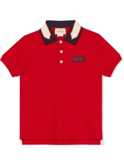 Gucci Kids' Children's Logo贴花polo衫 In Red