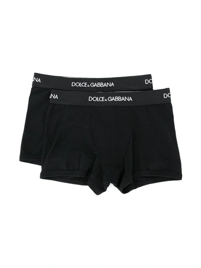 Dolce & Gabbana Kids' Logo Boxer Briefs Set In Black