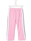 Palm Angels Pink Technical Fabric Trousers With Logo Print In Pink
