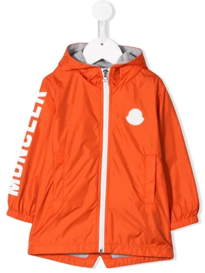 Moncler Babies' Logo Raincoat In Orange