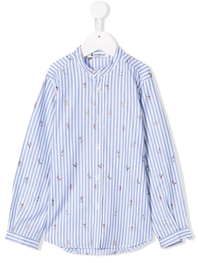 Dondup Kids' Striped Long Sleeved Shirt In Sky Blue