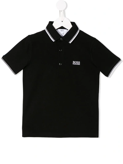 Hugo Boss Logo Embroidered Polo Shirt In Black