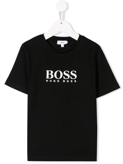 Hugo Boss Kids' Logo Print T-shirt In Black
