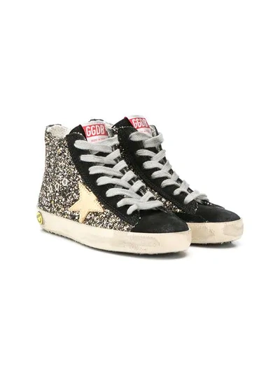 Golden Goose Kids' Glittered High Top Trainers In Gold