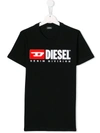 Diesel Kids' Logo Print Short-sleeve T-shirt In Nero