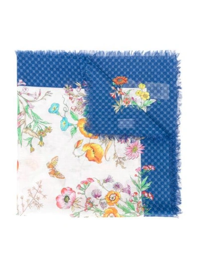 Gucci Kids' Floral Scarf In Blue