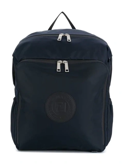 Fendi Teen Logo Patch Backpack In Blue