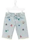 GUCCI EMBROIDERED DENIM SHORTS