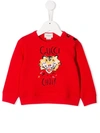 Gucci Tiger Print Sweater In Red