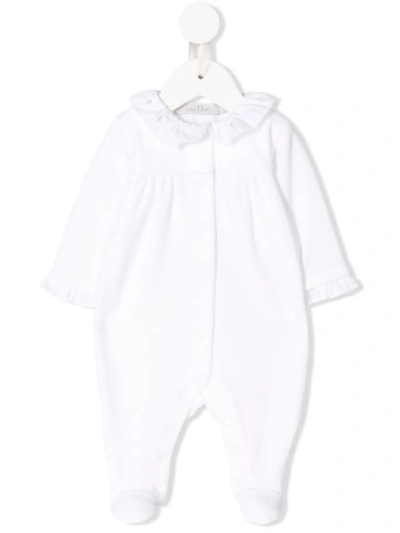 Baby Dior Ruffle Trimmed Babygrow In White