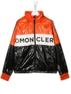 Moncler Kids' Hexagon Logo Print Nylon Jacket In Arancione