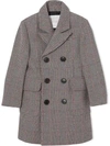 BURBERRY PRINCE OF WALES CHECK WOOL COTTON BLEND COAT