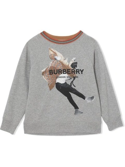 Burberry Kids' Sweatshirt Mit Grafischem Print In Grey