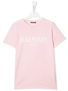 Balmain Teen Logo Print T-shirt In Pink