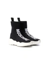 MOSCHINO TEEN INTARSIA LOGO HI-TOP SNEAKERS