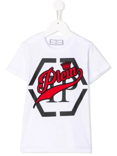 Philipp Plein Junior Kids' Embroidered Logo T-shirt In White