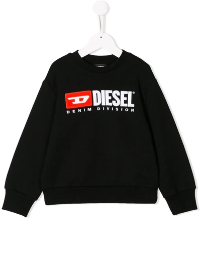 Diesel Kids' Embroidered Logo Sweatshirt In Black