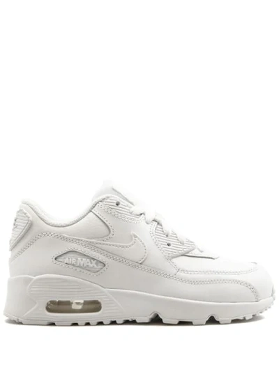 Nike Kids' Air Max 90 Leather Trainers In White/white/met Silver