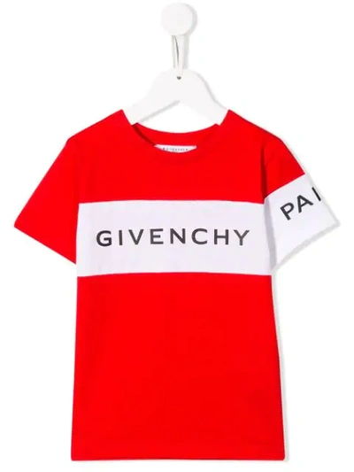 Givenchy Kids' Logo印花纯棉平纹针织t恤 In Red