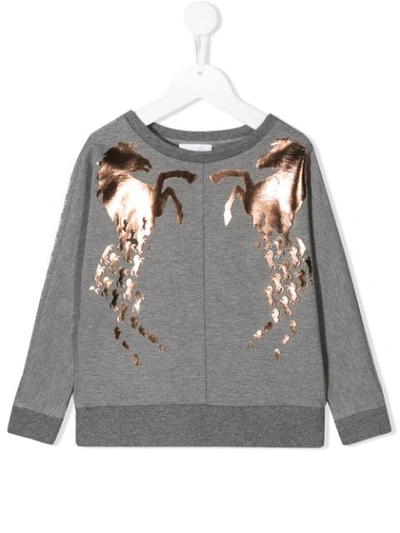 Chloé Kids' Horse Motif Sweatshirt In Grey