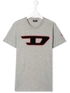 Diesel Kids' Logo Embroidered T-shirt In Grey