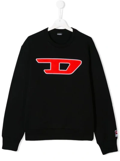 Diesel Kids' Logo Embroidered Jumper In Black