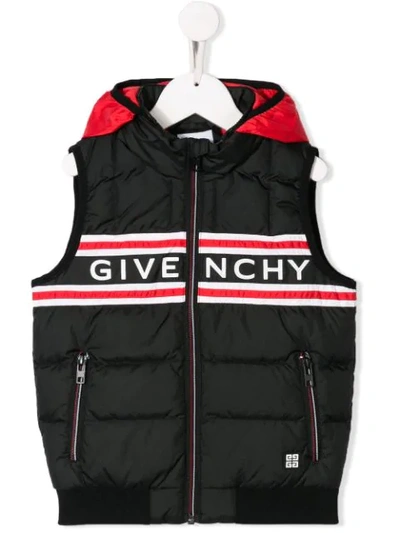 Givenchy Kids' Logo拼接马甲夹克 In Black