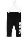 Moschino Two Tone Logo Print Leggings In Black