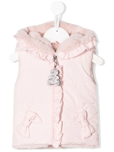 Lapin House Babies' Hooded Gilet In Pink