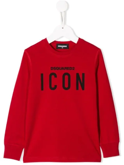 Dsquared2 Teen Logo Print Sweatshirt In Rosso
