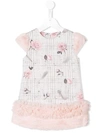 LAPIN HOUSE TWEED AND FLORAL-PRINT DRESS
