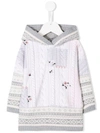 LAPIN HOUSE HOODED CABLE KNIT PRINT DRESS