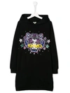 KENZO TEEN EMBROIDERED TIGER HOODIE DRESS