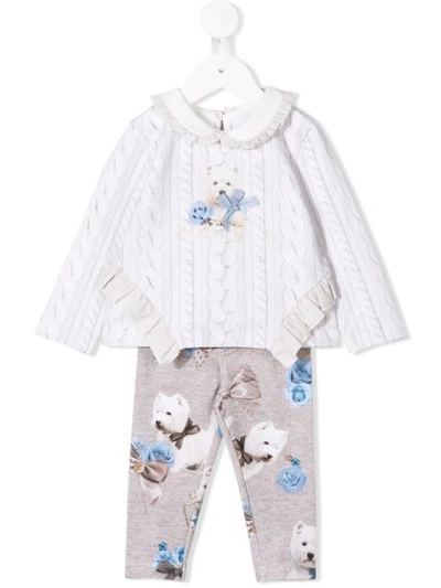 Lapin House Kids' Friendly Dog Tracksuit Set In White