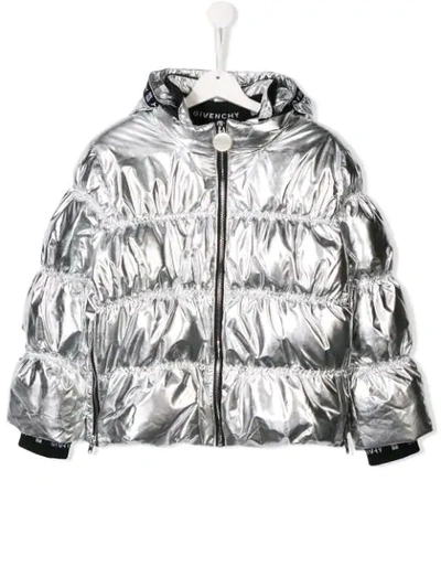 Givenchy Kids' Hoodie Padded Jacket In Grigio