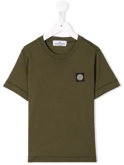 Stone Island Junior Kids' Logo-patch Short-sleeved T-shirt In Military