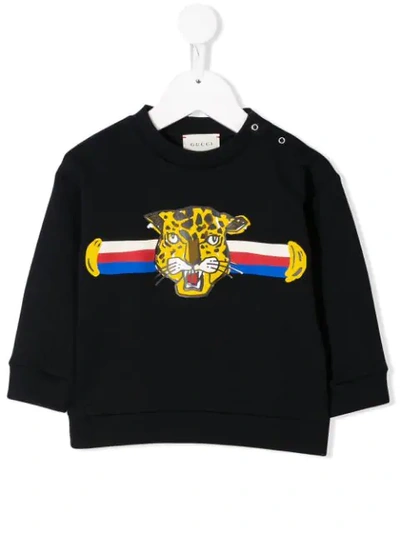 Gucci Baby Printed Cotton Sweatshirt In Blue