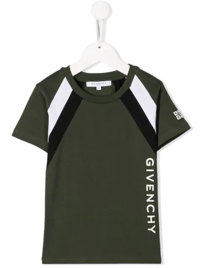 Givenchy Kids' Logo Stripe T-shirt In Kaki