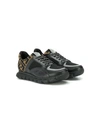 Fendi Neoprene & Leather Lace-up Sneakers In Black