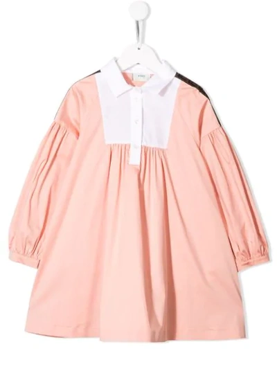 Fendi Kids' Cotton Blend Poplin Shirt Dress In Peonia