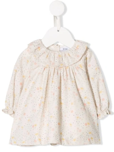 Knot Babies' Floral Long-sleeve Dress In Neutrals