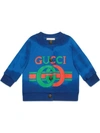 Gucci Royal Blue Sweatshirt With Logo For Baby Girl In Blue