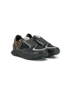 Fendi Neoprene & Leather Lace-up Sneakers In Black